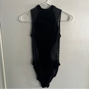 LaSenza | Women’s Size S Black Velvet/Sheer Bodysuit